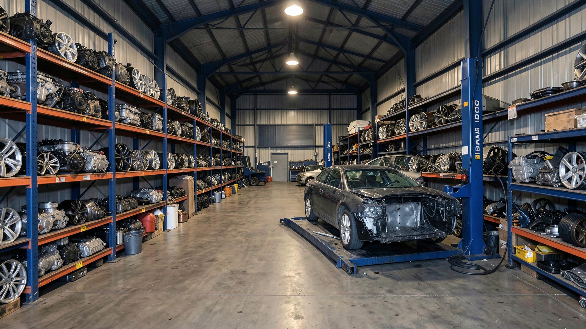 Nova Auto Parts warehouse with shelves of used car parts